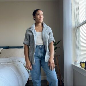 Banana Republic Gray chunky knit wool sweater cardigan medium